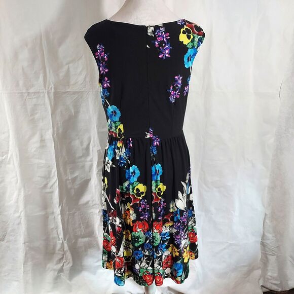 Ellen Tracy Dress Womens Size 8 Colorful Floral Sleeveless Pockets Stretch - Picture 6 of 11